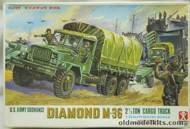 Bandai 1/30 US Army Ordnance Diamond M-36 2 1/2 Ton Cargo Truck Motorized, 6421-600 plastic model kit